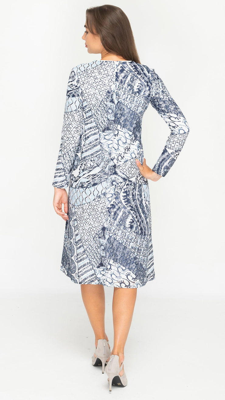 A-Line Dress - Blues Pattern Lace