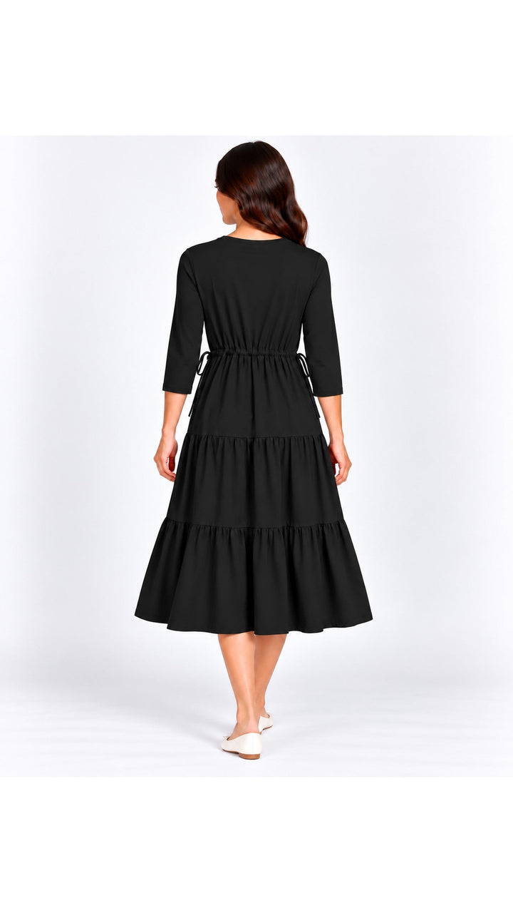 KMW Style 1901 Black Drawstring Dress - back view