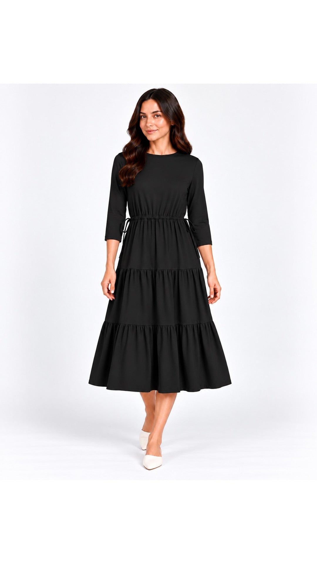 KMW Style 1901 Black Drawstring Dress - front view