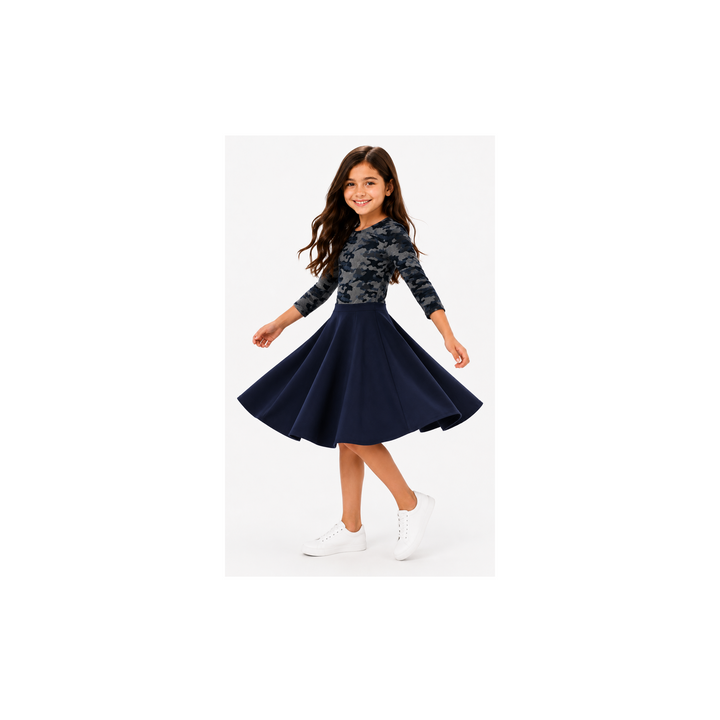 Girls Skater Dress - Blue Camo