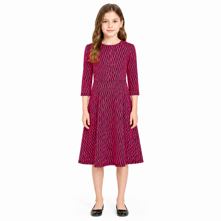 Girls Skater Dress - Black/Fuscia