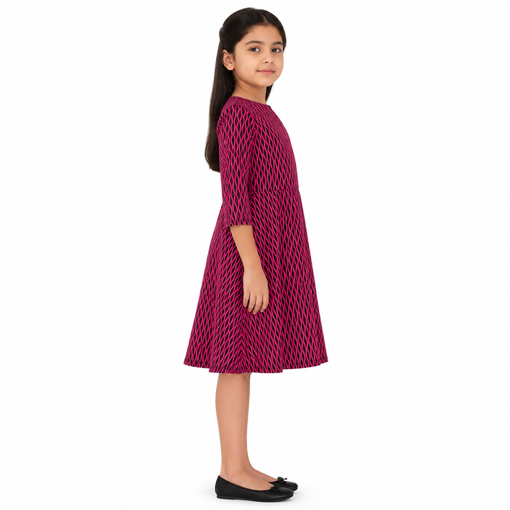 Girls Skater Dress - Black/Fuscia