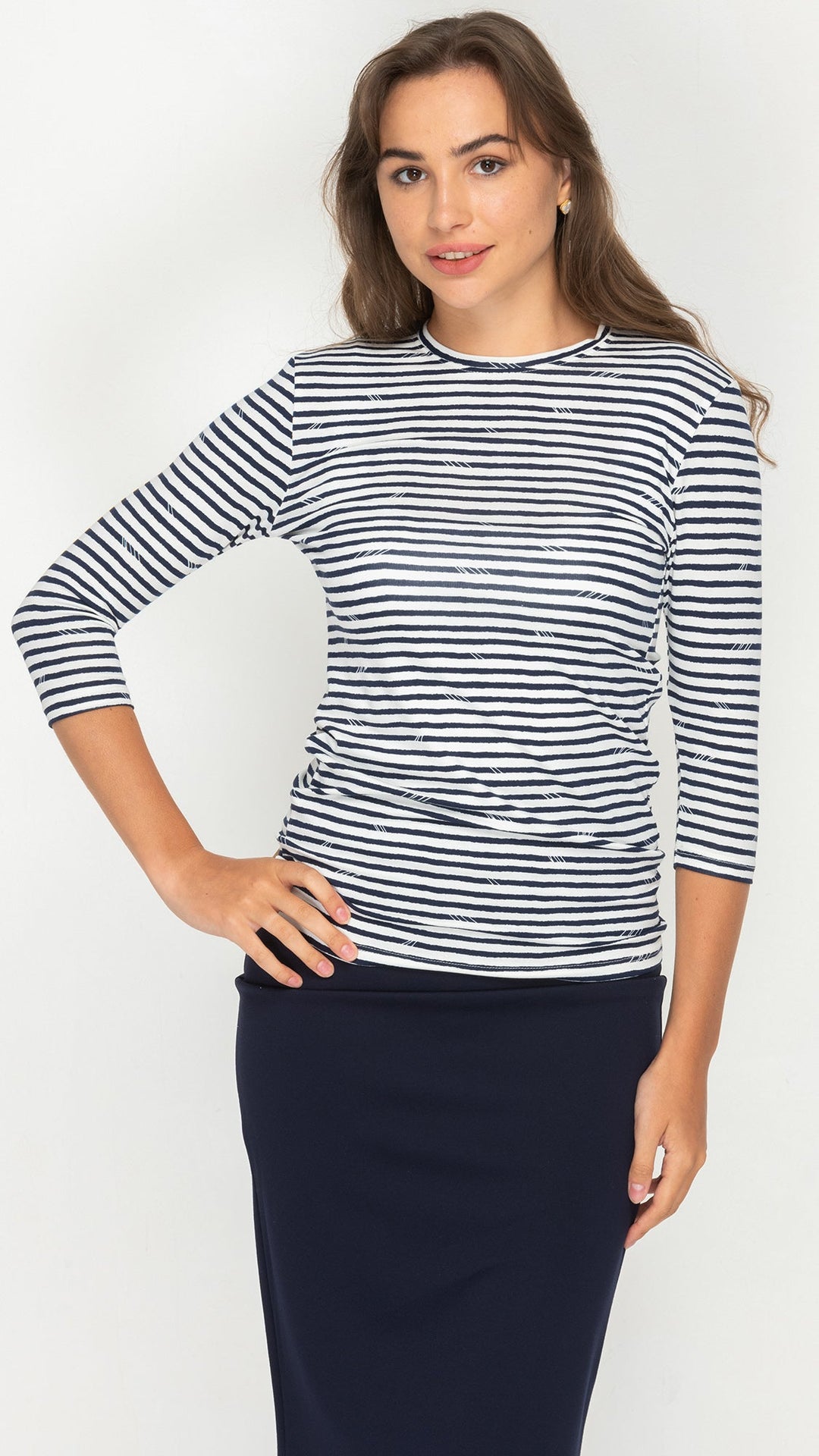 *XS & SMALL* Basic Tee - Navy Stripes