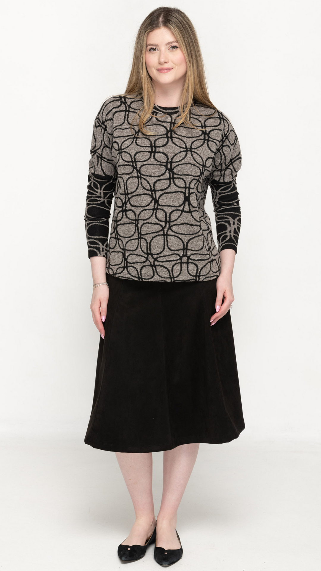 KMW 1909 Taupe Squiggle sweater top