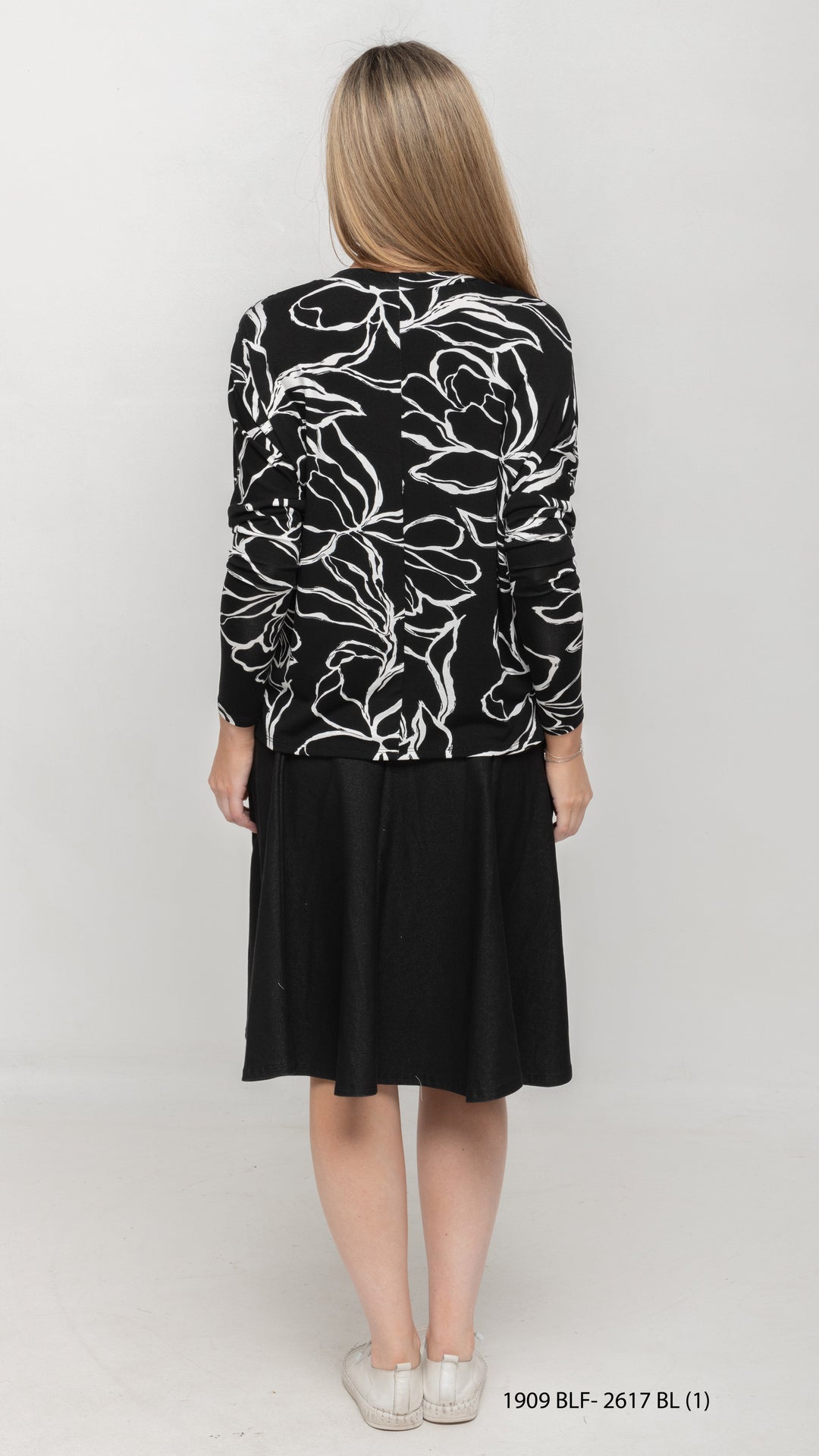 Dolman Jersey Monkey Top Black White Stencil