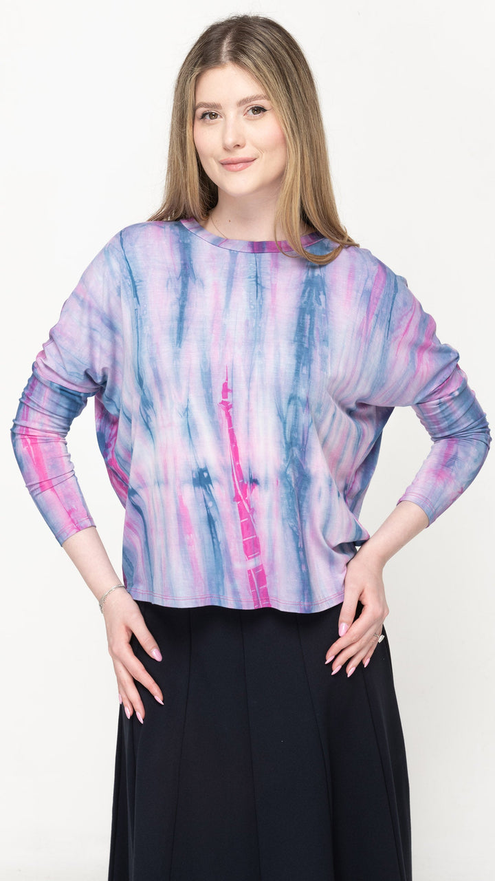 Dolman Jersey Monkey Top  Blue Tie Dye