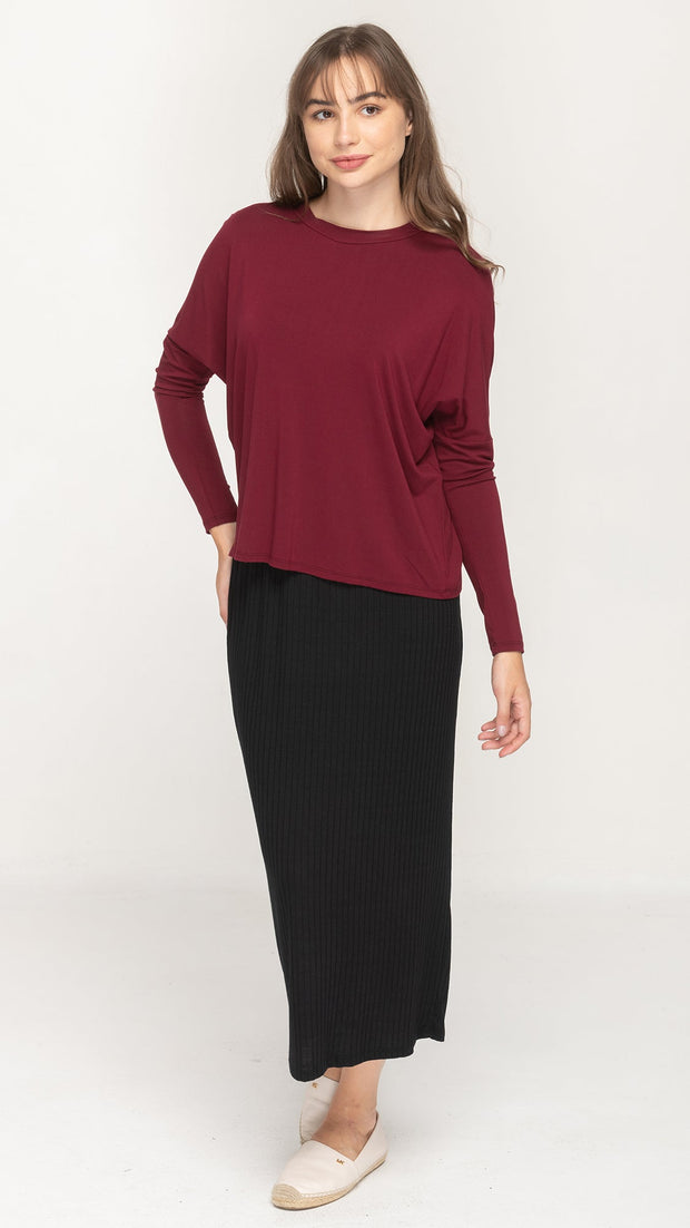 Dolman Monkey Top - Burgundy