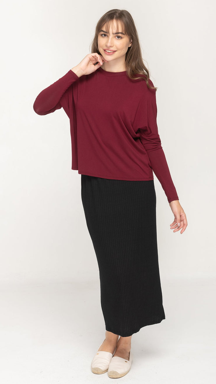 Dolman Monkey Top - Burgundy