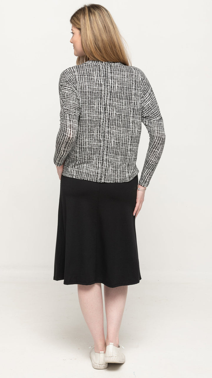 Dolman Jersey Monkey Top- Black/Squiggly Print