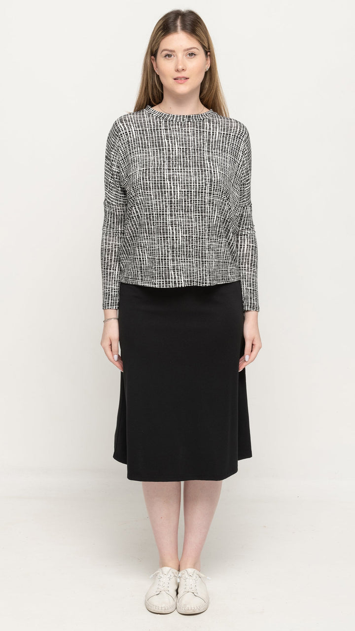 Dolman Jersey Monkey Top- Black/Squiggly Print