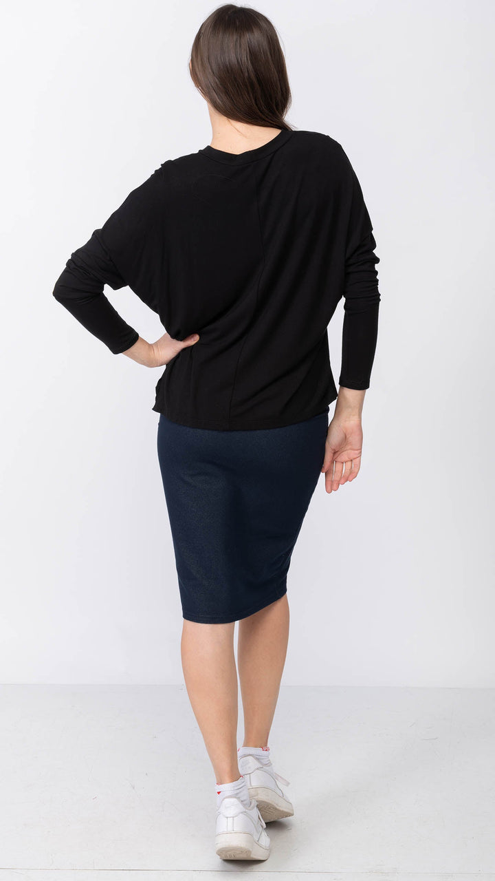 Dolman Monkey Jersey Top - Black