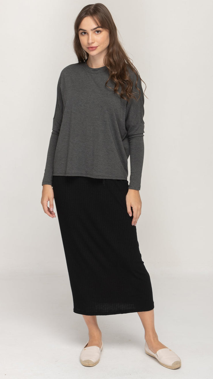 Dolman Monkey Jersey Top - Charcoal