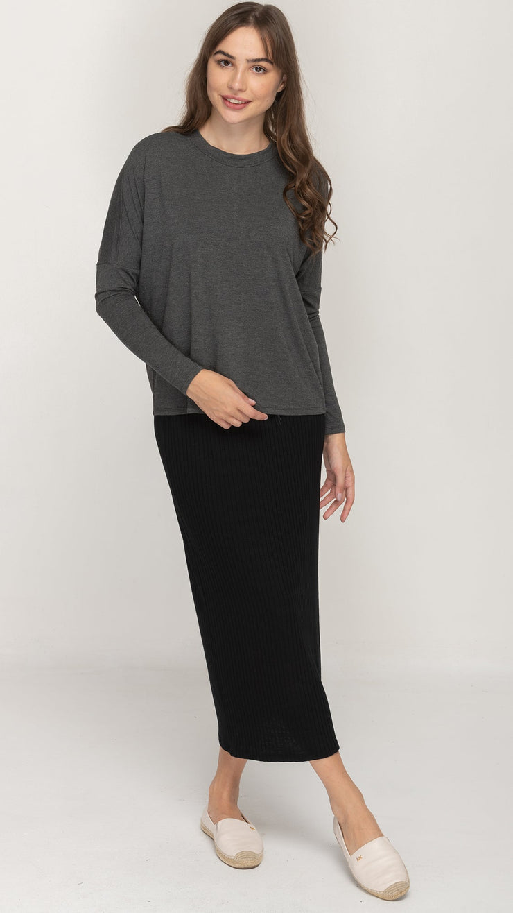 Dolman Monkey Jersey Top - Charcoal