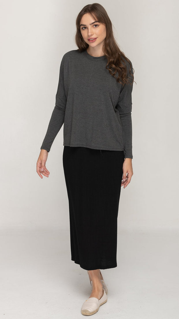 Dolman Monkey Jersey Top - Charcoal