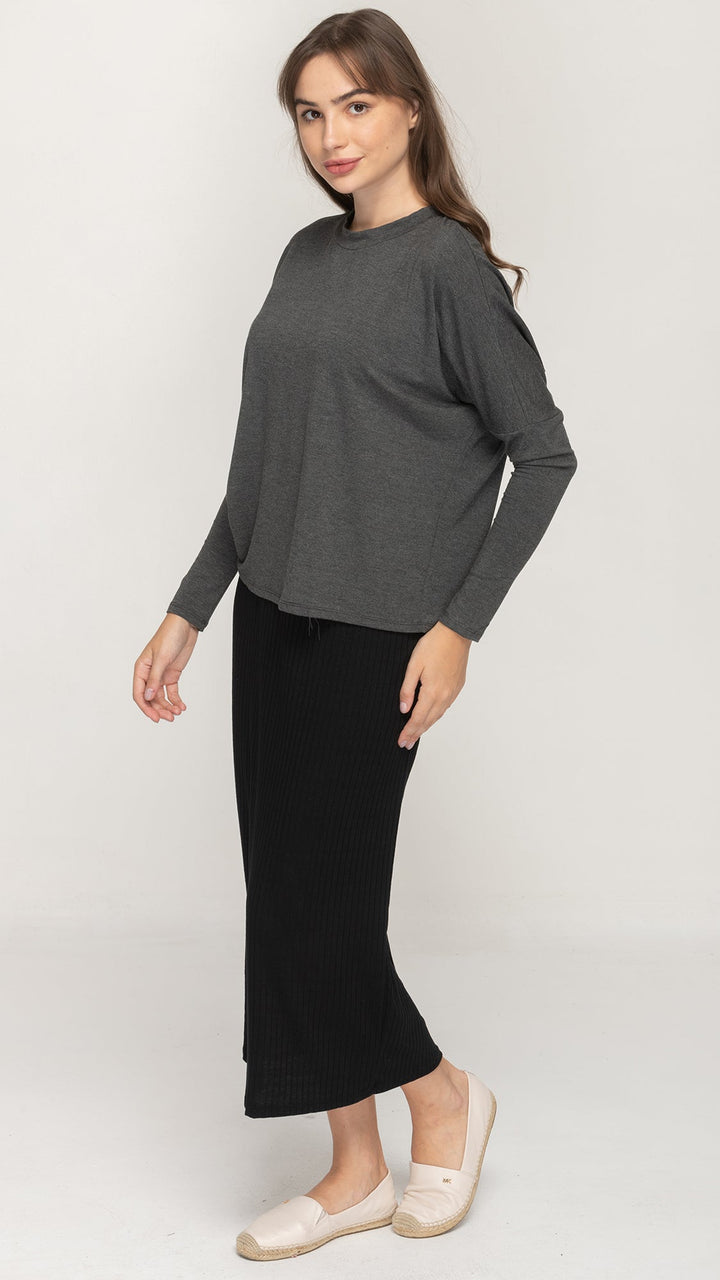 Dolman Monkey Jersey Top - Charcoal