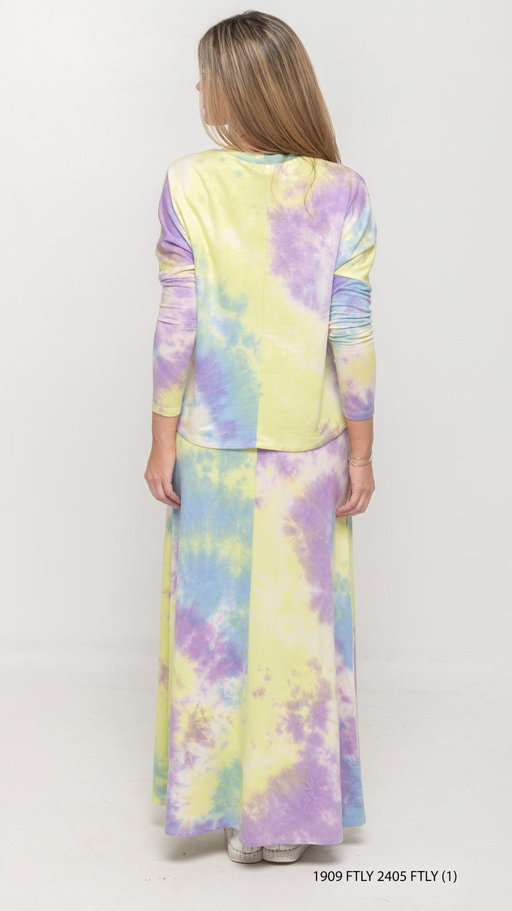 Dolman Jersey Monkey Top Pastel Yellow Tie Dye