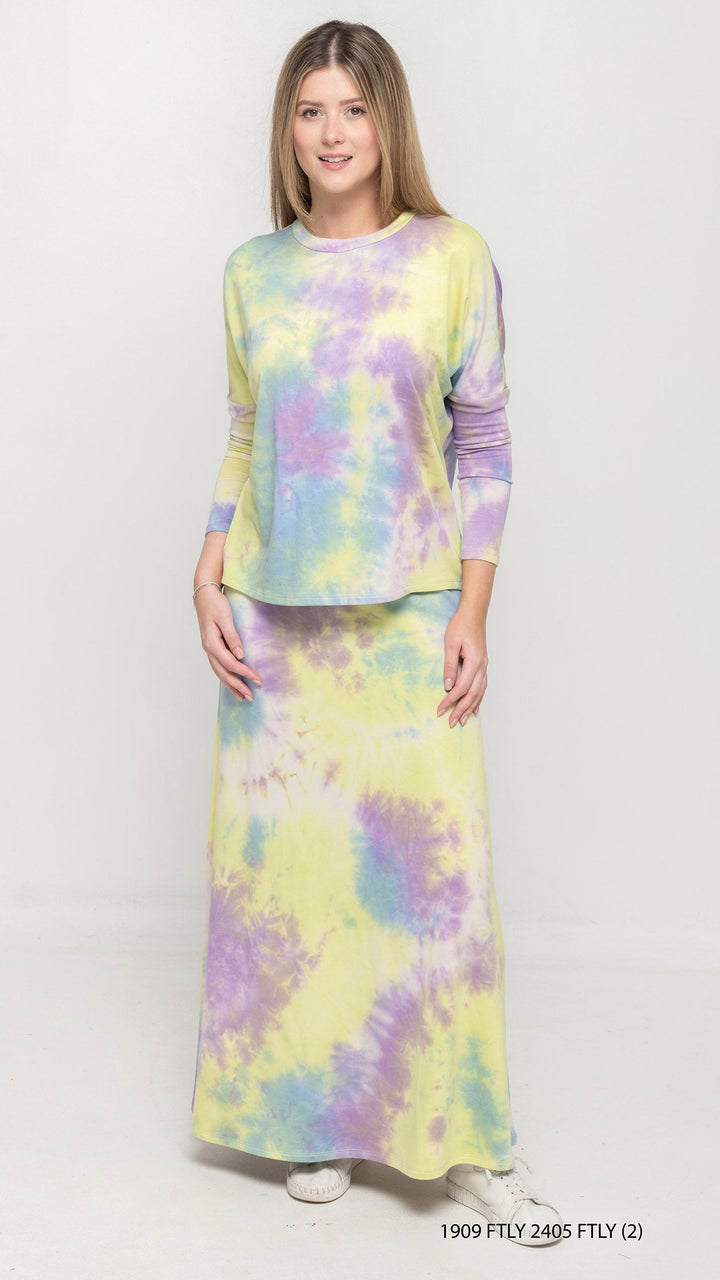 Dolman Jersey Monkey Top Pastel Yellow Tie Dye