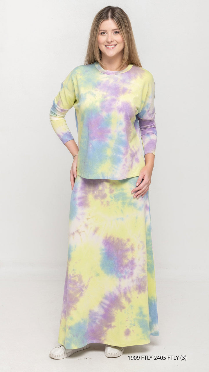 Dolman Jersey Monkey Top Pastel Yellow Tie Dye