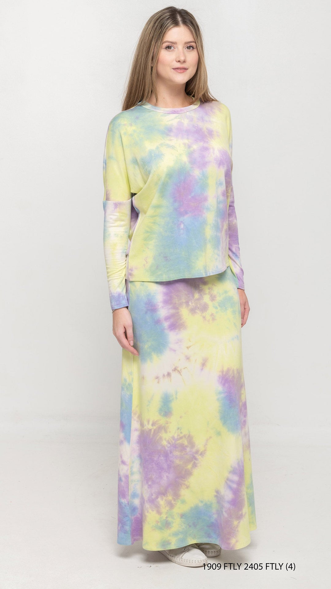 Dolman Jersey Monkey Top Pastel Yellow Tie Dye