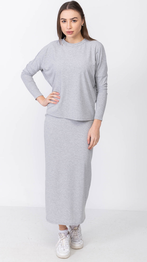 Dolman Monkey Top - Grey Rib