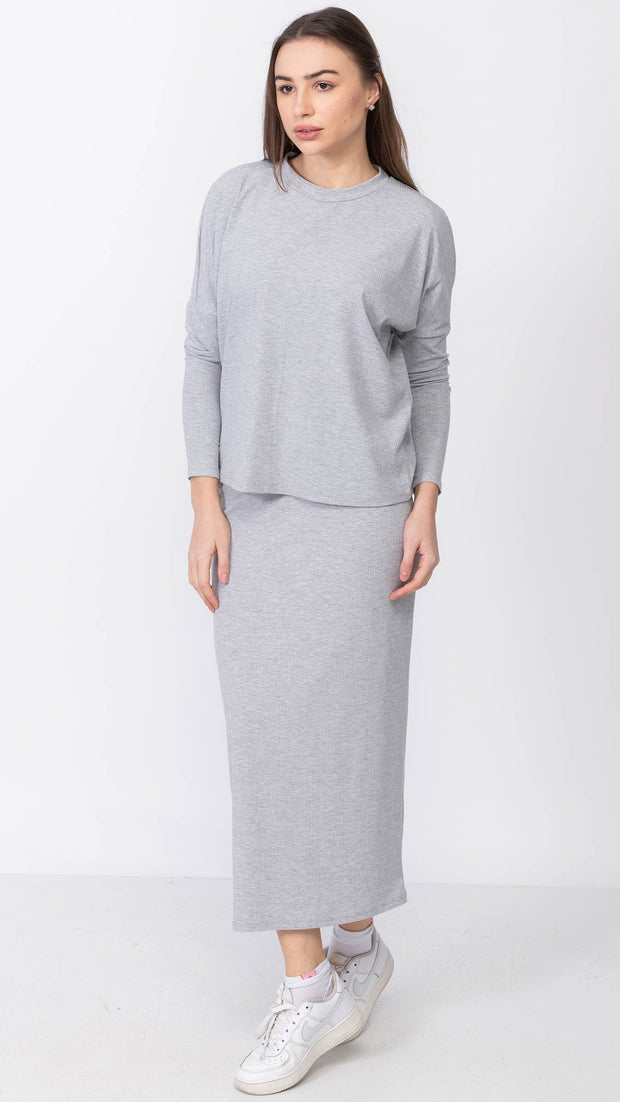 Dolman Monkey Top - Grey Rib