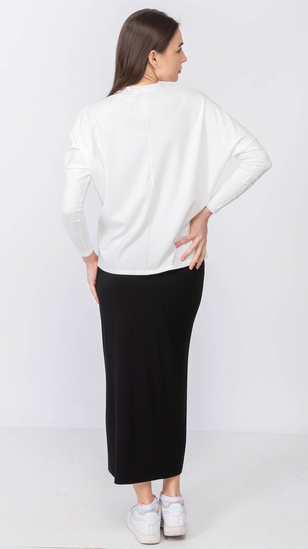 Dolman Monkey Top -  White Rib