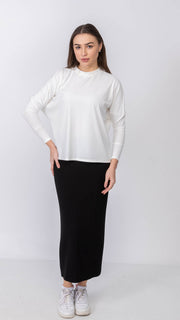 Dolman Monkey Top -  White Rib