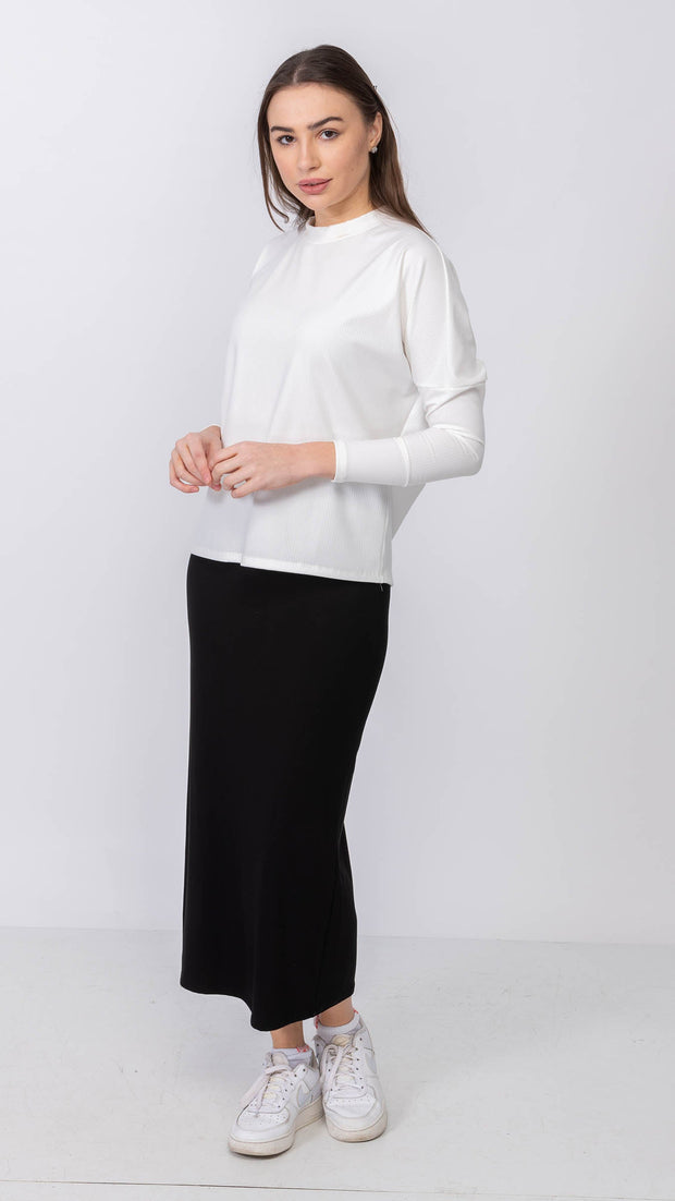 Dolman Monkey Top -  White Rib