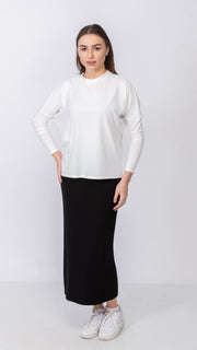 Dolman Monkey Top -  White Rib