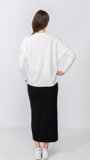 Dolman Monkey Top -  White Rib