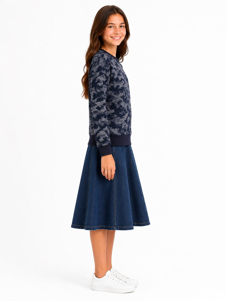 Girls Camo Top - Navy Camo