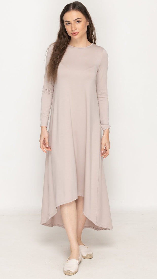 Soft Terry Hi Low Dress - Beige