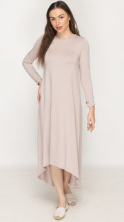 Soft Terry Hi Low Dress - Beige