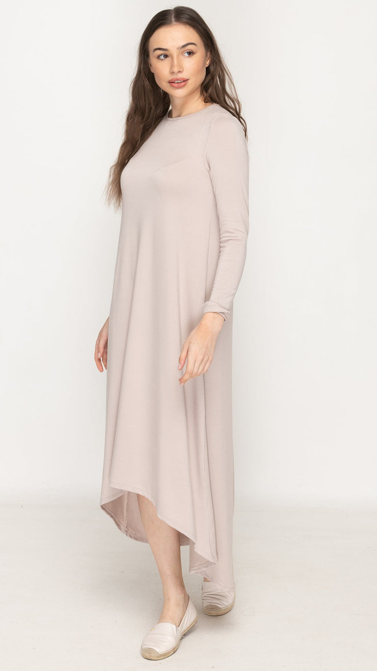 Soft Terry Hi Low Dress - Beige