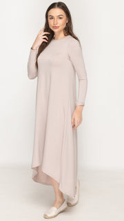 Soft Terry Hi Low Dress - Beige