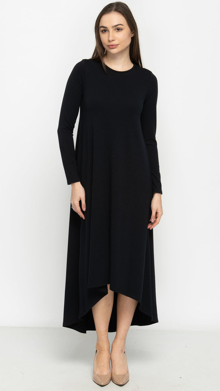 Soft Terry Hi Low Dress - Black