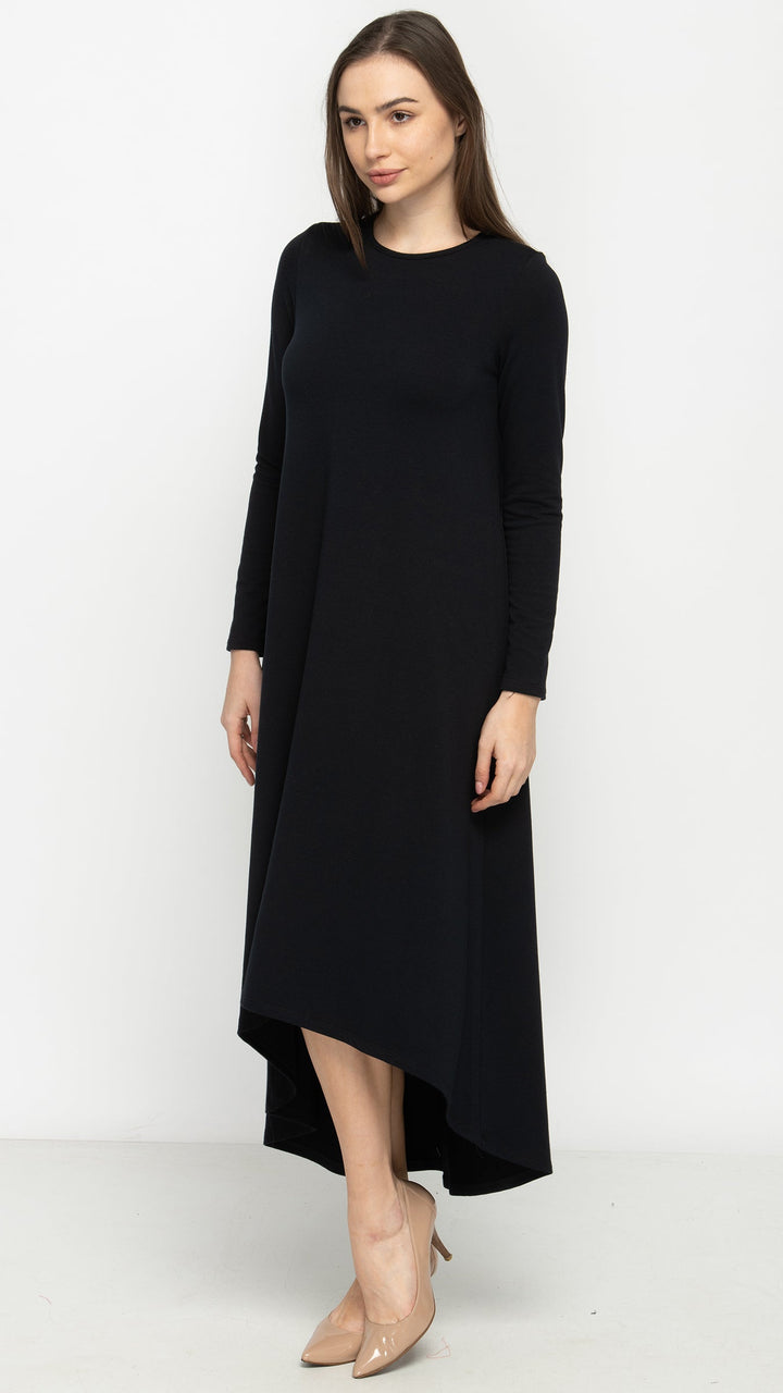 Soft Terry Hi Low Dress - Black