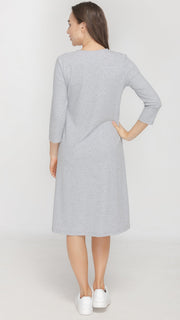 Zip Dress - Contrast Zipper - Grey