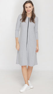 Zip Dress - Contrast Zipper - Grey