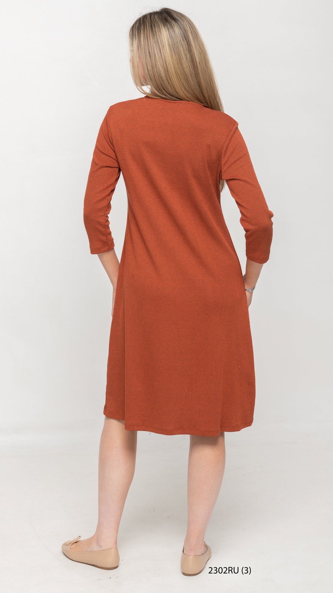 2302 Zip Dress Rust Orange, view 2