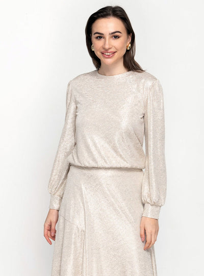 Puff Sleeve Top - Gold Crinkle