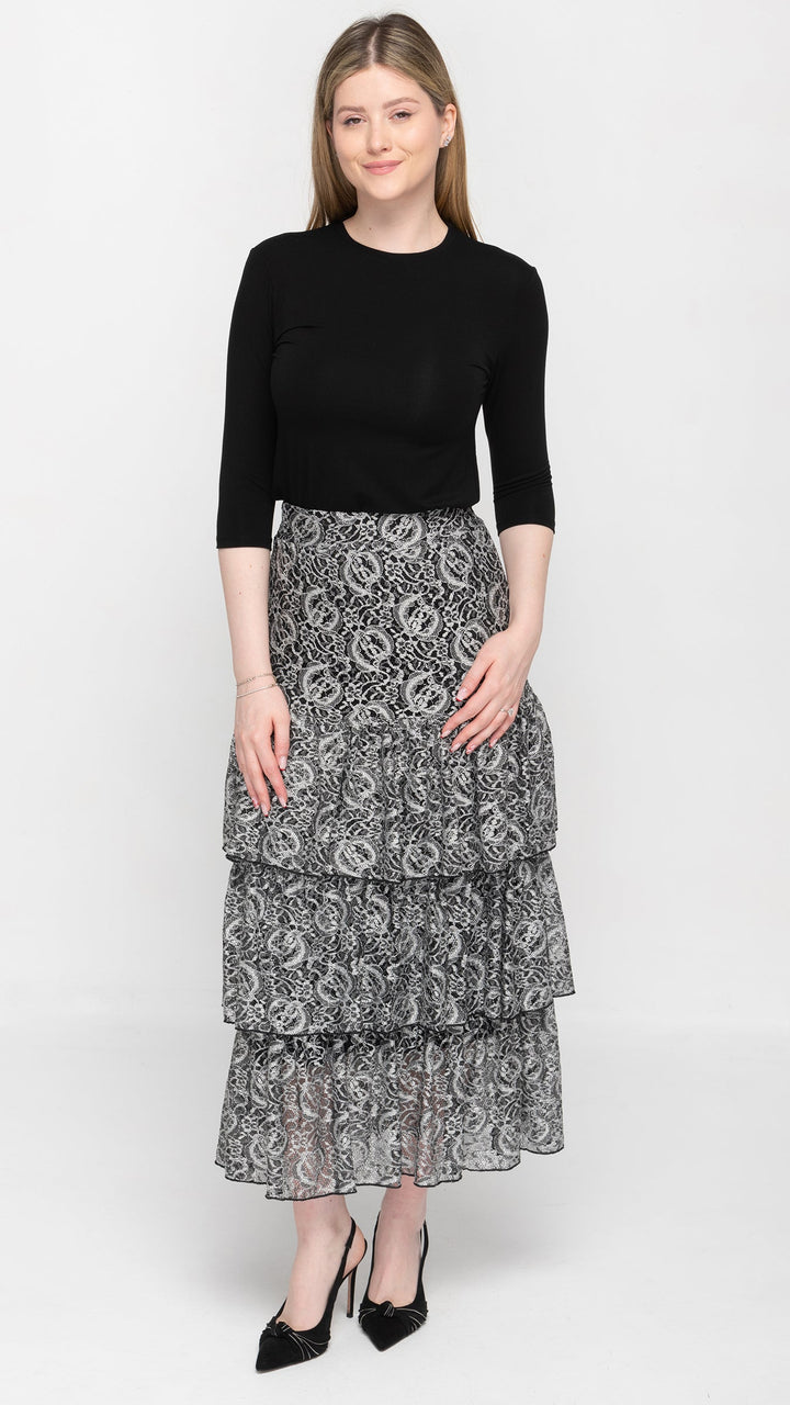 Ruffle Skirt Black/White Lace