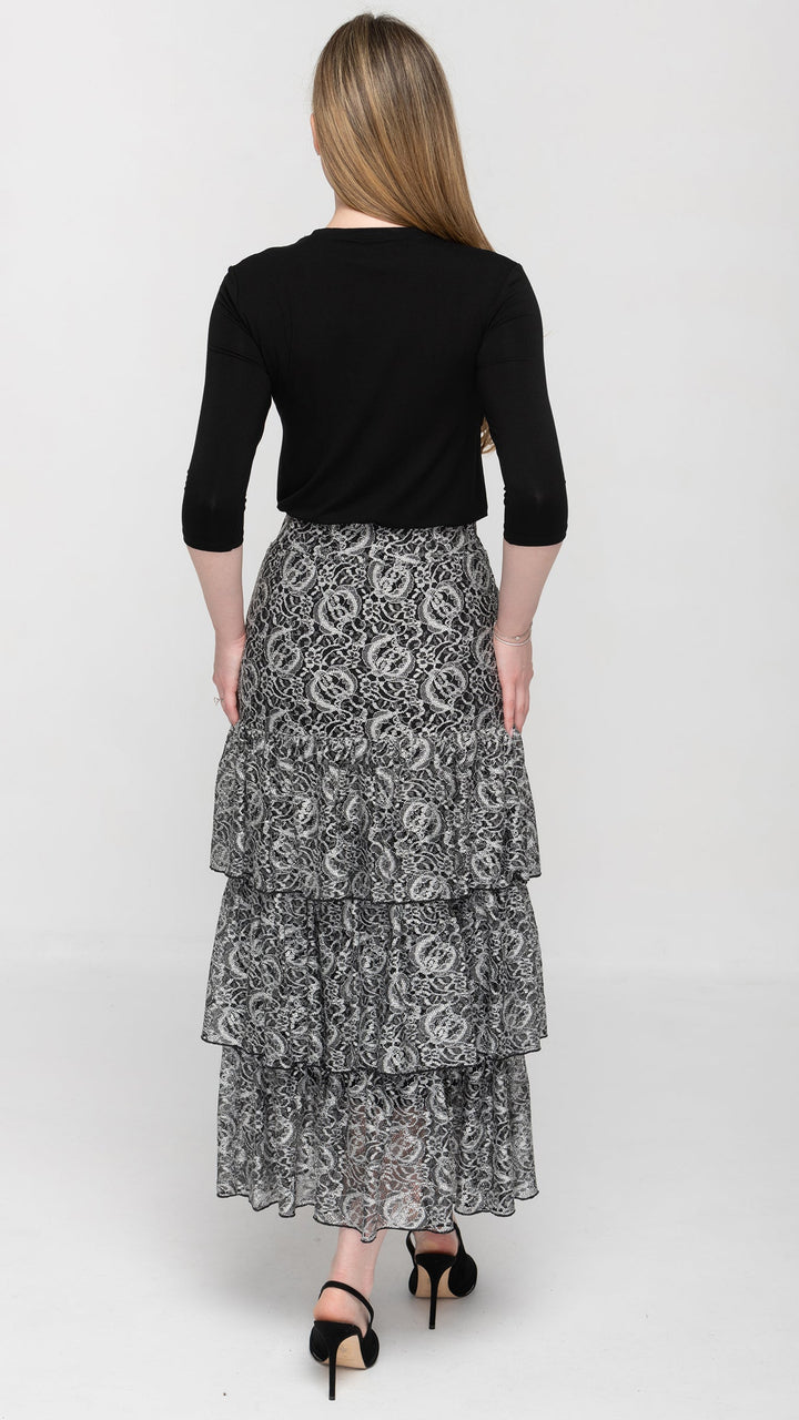 Ruffle Skirt Black/White Lace