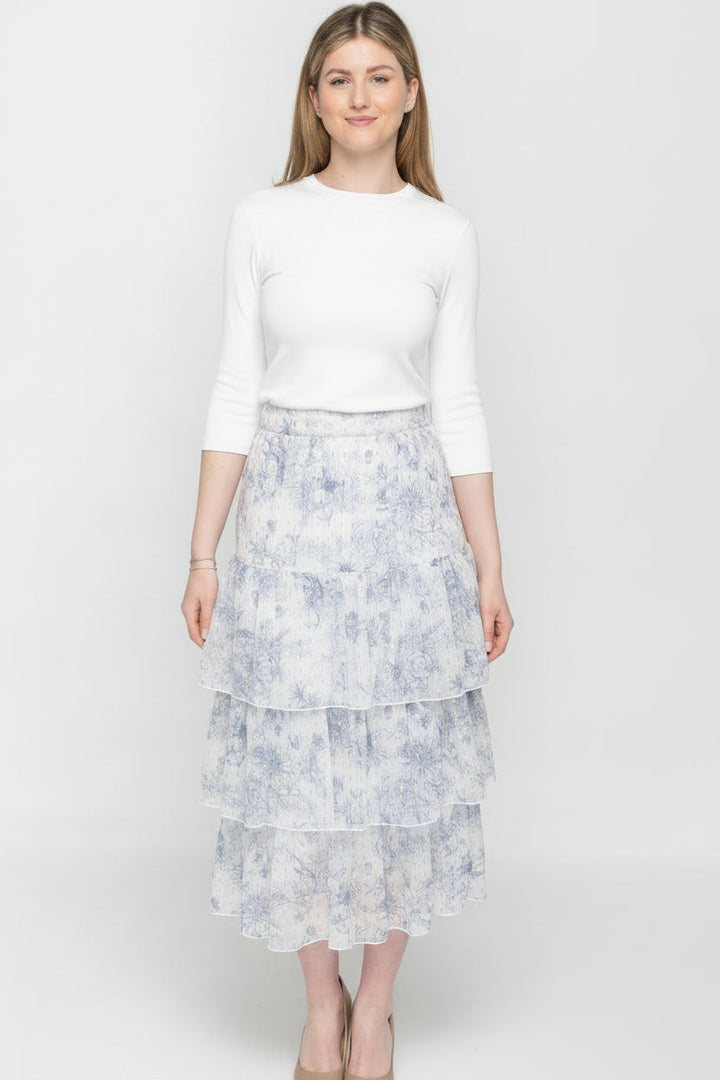 Ruffle Skirt Blue Toile