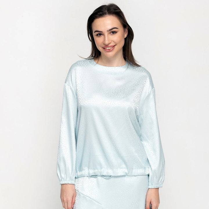 Square Satin Top - Patterned Powder Blue