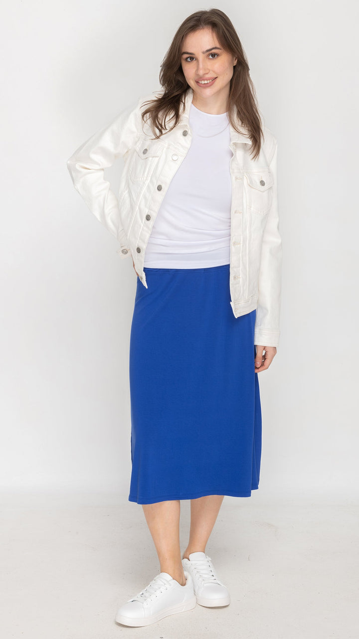 Jersey Flare Midi Skirt - Royal Blue