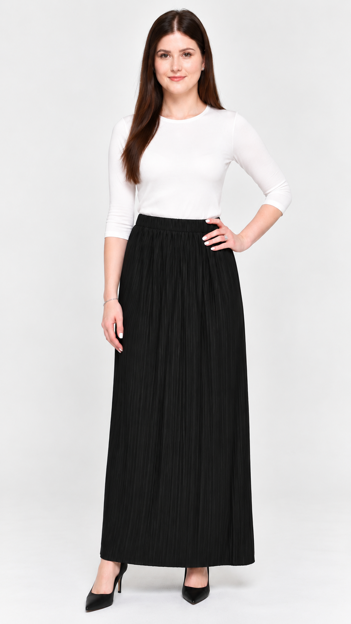 KMW Style 2402 Black Pleated Maxi Skirt - Hero