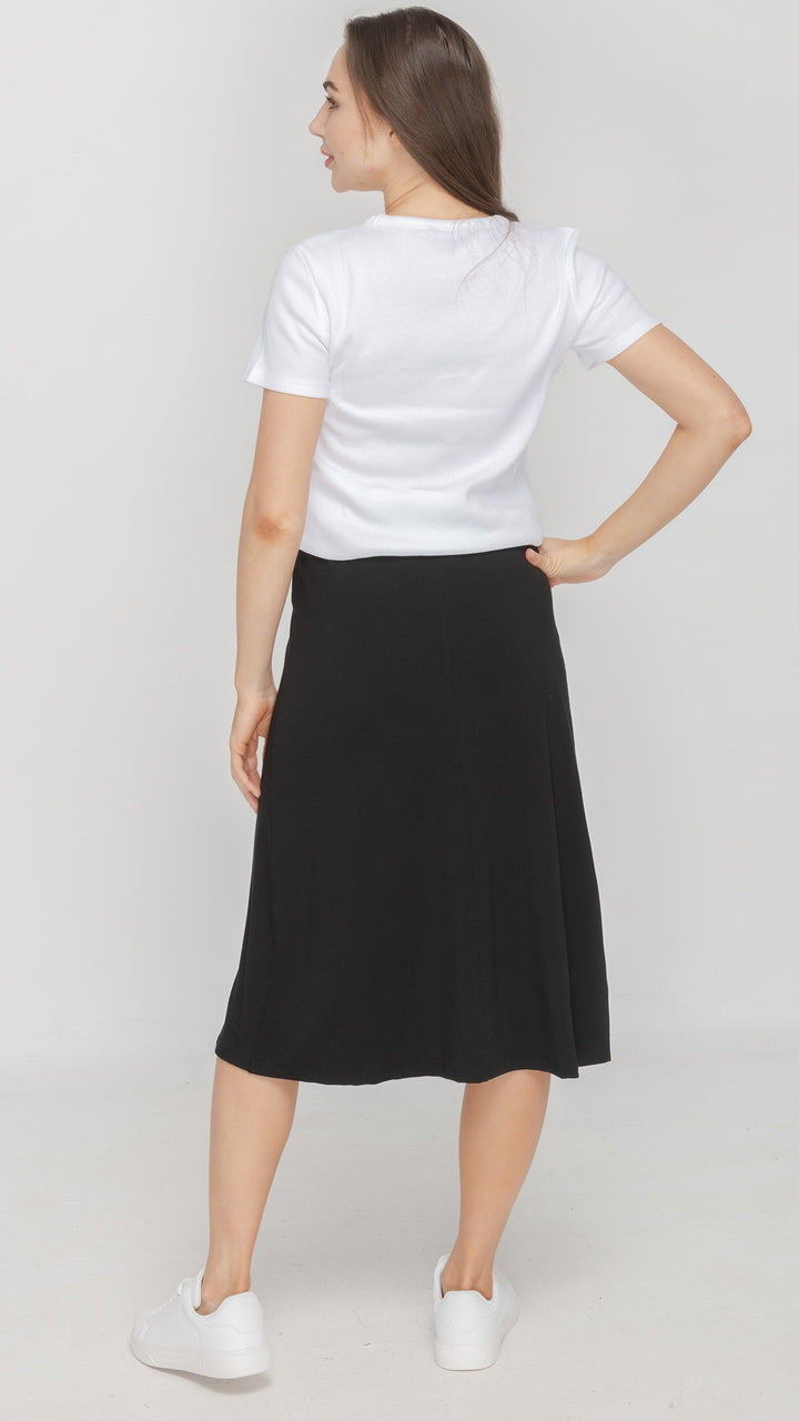 KMW Style 2404 Black Jersey Midi Skirt - Movement