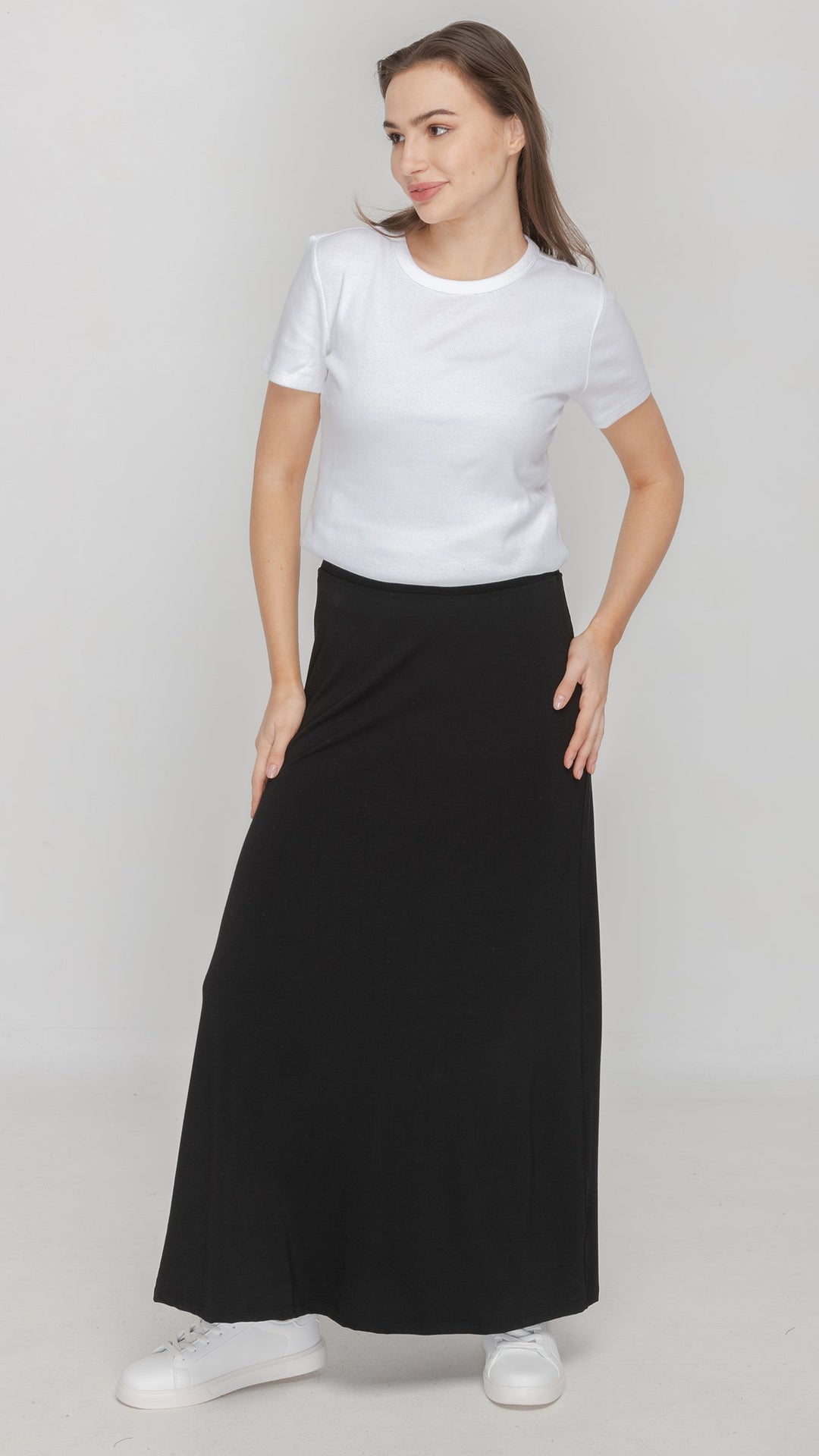 KMW Style 2405 Black Jersey Maxi Skirt - Hero