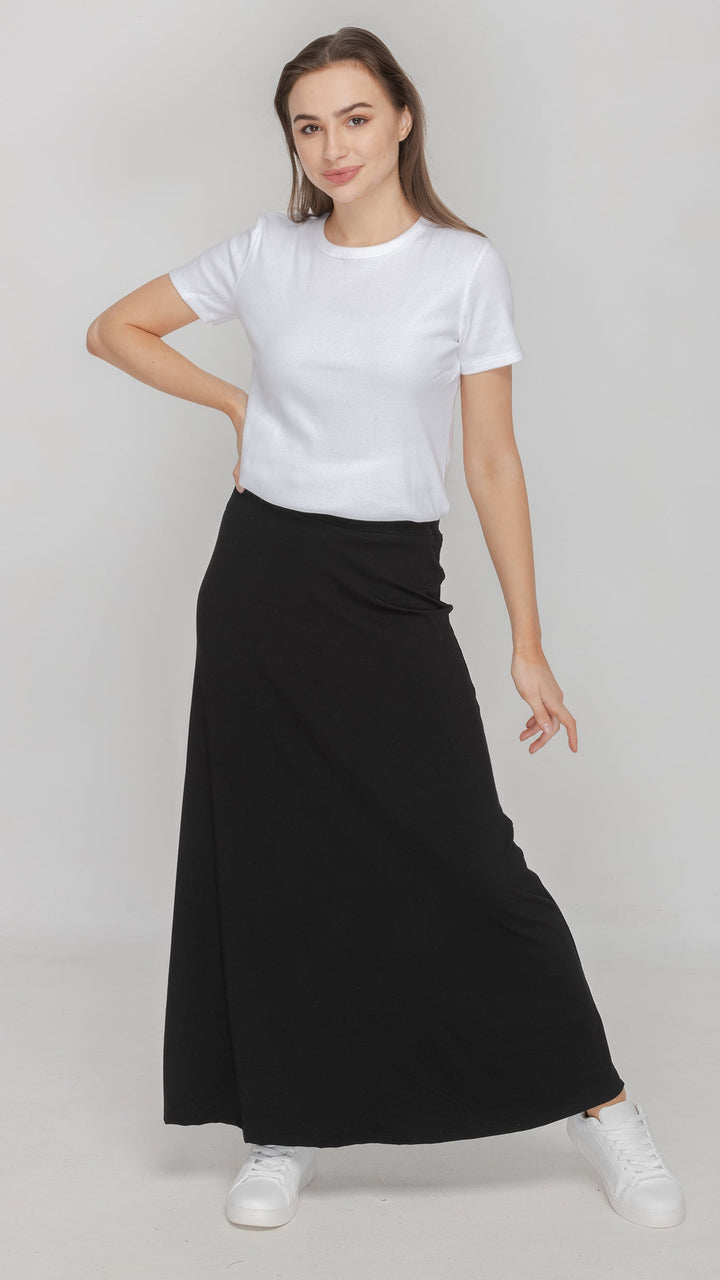 Bamboo Jersey Maxi Skirt - Black